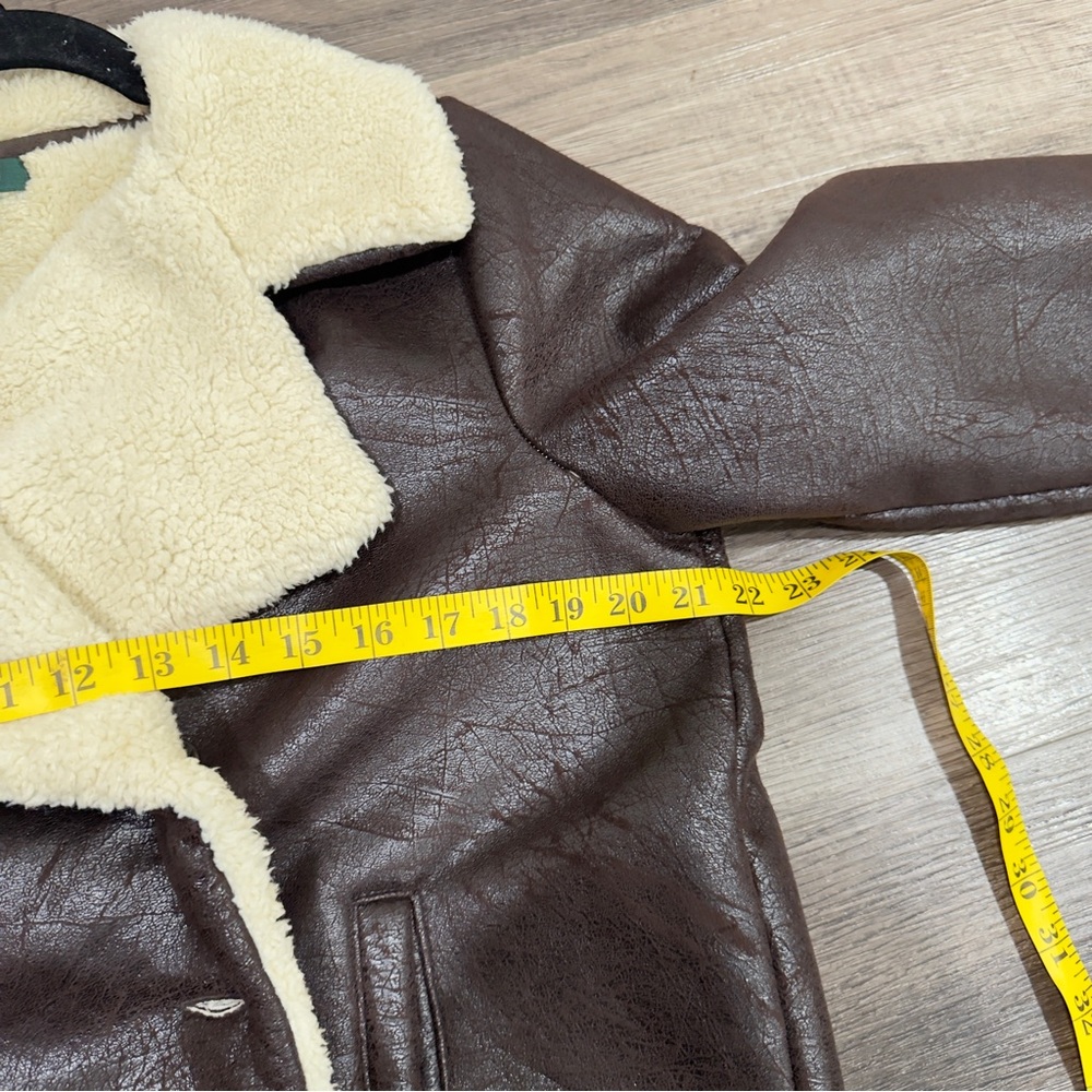Ralph Lauren Dark Brown Faux Shearling Jacket with Cream Collar - Picture 7 of 8